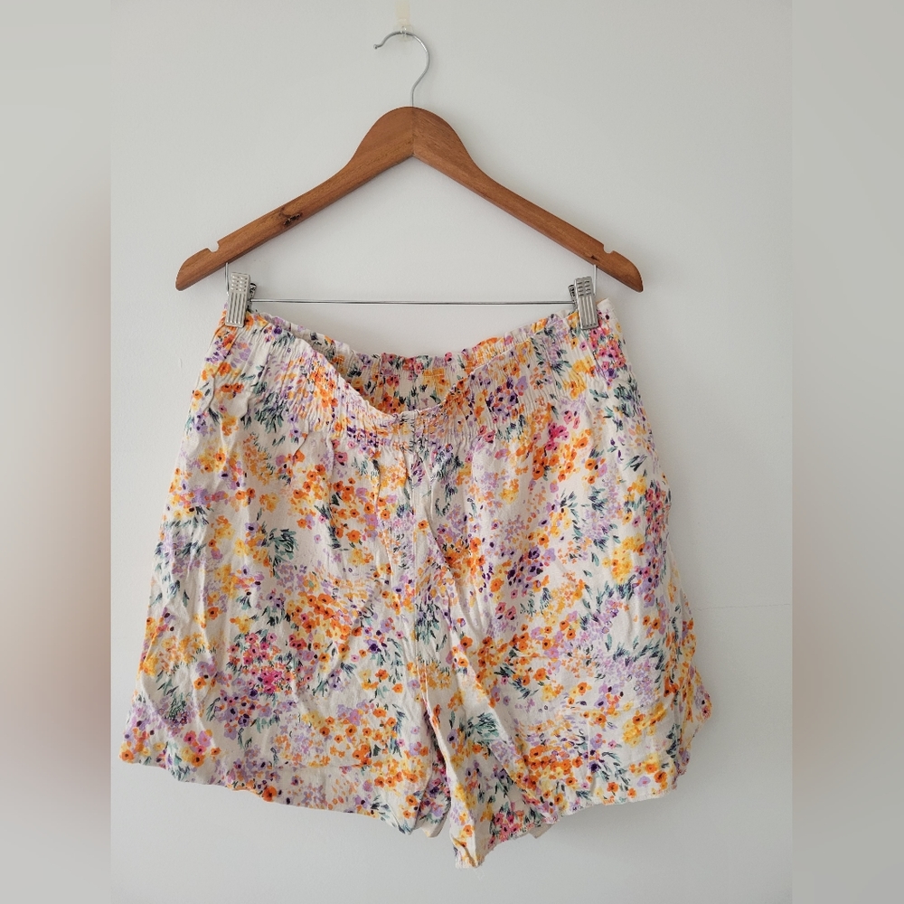 Floral Linen Blend Shorts